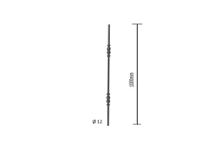 Balustre Longueur 1000 Section 12 ACIER FER FORGE Ref: BE11017-02