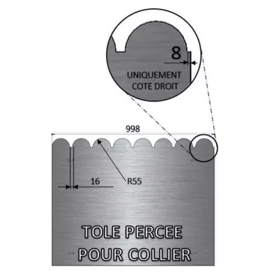 Tôle en acier brut festonnée 1240 mm x 998 mm - Ref AP1240X998 AP1240X998