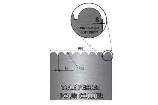 Tôle en acier brut festonnée 1240 mm x 998 mm - Ref AP1240X998 AP1240X998