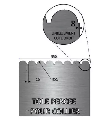 Tôle en acier brut festonnée 790 mm x 998 mm - Ref AP790X998 AP790X998
