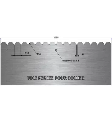 Tôle en acier brut festonnée 990 mm x 1998 mm - Ref AP990X1998 AP990X1998