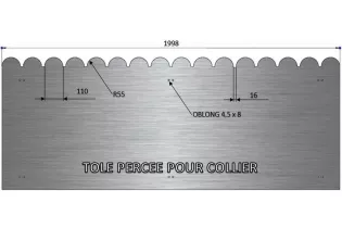 Tôle en acier brut festonnée 990 mm x 1998 mm - Ref AP990X1998 AP990X1998