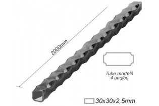 pièce élément ferronnier serrurier Tube MARTELE CARRE Longueur 2000 Section 30x30x2,5 ACIER FER FORGE Ref: TM30X30-2