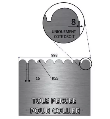 Tôle en acier brut festonnée 990 mm x 998 mm - Ref AP990X998 AP990X998