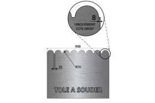 Tôle en acier brut festonnée 1490 mm x 998 mm - Ref A1490X998 A1490X998