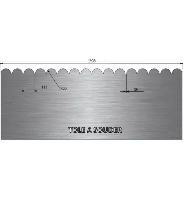 Tôle en acier brut festonnée 990 mm x 1998 mm - Ref A990X1998 A990X1998