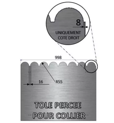 Tôle en acier électrozingué festonnée 1240 mm x 998 mm - Ref ZP1240X998 ZP1240X998