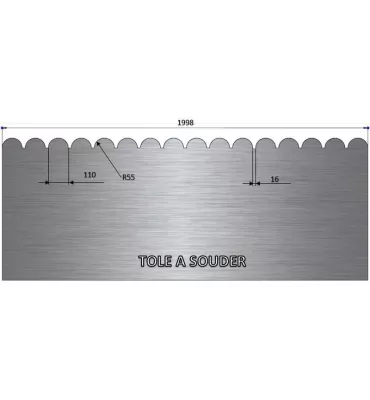 Tôle en acier électrozingué festonnée 790 mm x 1998 mm - Ref Z790X1998 Z790X1998