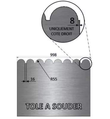 Tôle en acier électrozingué festonnée 790 mm x 998 mm - Ref Z790X998 Z790X998