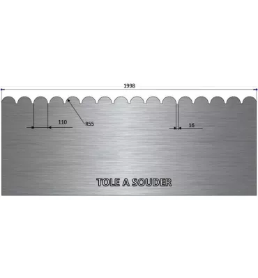 Tôle en acier électrozingué festonnée 990 mm x 1998 mm - Ref Z990X1998 Z990X1998