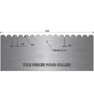 Tôle en acier électrozingué festonnée 990 mm x 1998 mm - Ref ZP990X1998 ZP990X1998