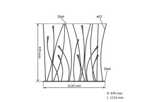 Panneau Décoratif module à plat 1116 x 970 Diamètre 12 ACIER FER FORGE LISSE Ref: BT60301010