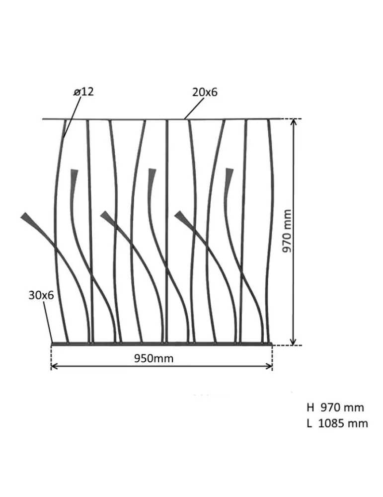 Panneau Décoratif 950 x 970 Section 12 ACIER FER FORGE LISSE Ref: BT60301020 BT60301020