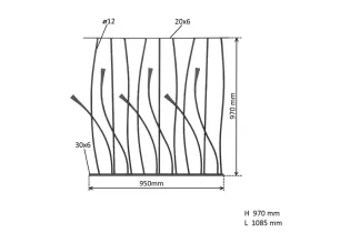 Panneau Décoratif 950 x 970 Section 12 ACIER FER FORGE LISSE Ref: BT60301020 BT60301020