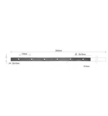 Barre poinçonnée LISSE PLAT Longueur 2000 Section 35x10 Passage CARRE ACIER Ref: TR7-16-35x10