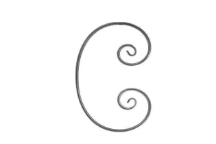 pièce élément ferronnier serrurier VOLUTE en C LISSE PATTE D OIE 350x220 Section 16x8 ACIER FER FORGE Ref: F53.345