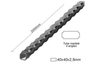 pièce élément ferronnier serrurier Tube MARTELE CARRE Longueur 2000 Section 40x40x2,5 ACIER FER FORGE Ref: TM40X40-2