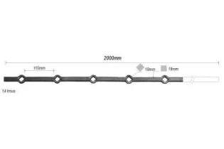 pièce élément ferronnier serrurier Barre LISSE TROU RENFLE CARRE Longueur 2000 Section 18x18 Passage CARRE ACIER FER FORGE Re...