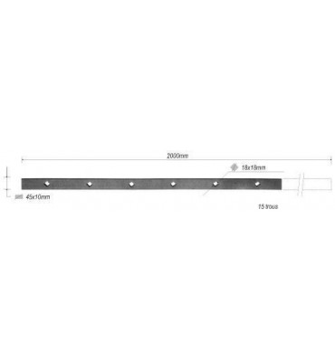 Barre poinçonnée LISSE PLAT Longueur 2000 Section 45x10 Passage CARRE ACIER Ref: TR7-18-45x10