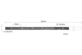 Barre poinçonnée LISSE PLAT Longueur 2000 Section 45x10 Passage CARRE ACIER Ref: TR7-20-45x10