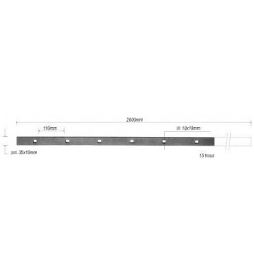 Barre poinçonnée LISSE PLAT Longueur 2000 Section 35x10 Passage CARRE ACIER Ref: TR6-18-35x10