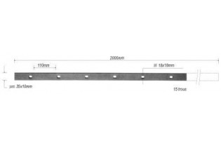 Barre poinçonnée LISSE PLAT Longueur 2000 Section 35x10 Passage CARRE ACIER Ref: TR6-18-35x10
