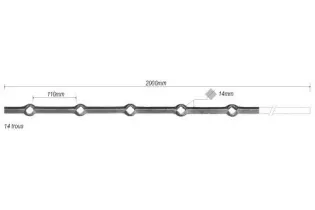 Barre LISSE TROU RENFLE CARRE Longueur 2000 Section 14x14 Passage CARRE ACIER FER FORGE Ref: TR2-14L TR2-14L