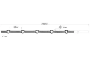 pièce élément ferronnier serrurier Barre LISSE TROU RENFLE CARRE Longueur 2000 Section 18x18 Passage CARRE ACIER FER FORGE Re...