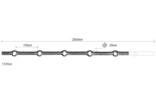 pièce élément ferronnier serrurier Barre LISSE TROU RENFLE CARRE Longueur 2000 Section 20x20 Passage CARRE ACIER FER FORGE Re...