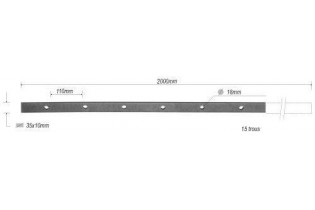Barre poinçonnée LISSE PLAT Longueur 2000 Section 35x10 Passage Rond ACIER Ref: TR8-18-35x10