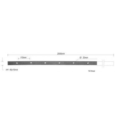 Barre poinçonnée LISSE PLAT Longueur 2000 Section 45x10 Passage ROND ACIER Ref: TR8-20-45x10