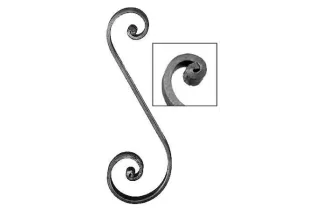 pièce élément ferronnier serrurier VOLUTE en S LISSE NOYAU 320x100 Section 14x6 ACIER FER FORGE Ref: V103L14X6