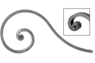 pièce élément ferronnier serrurier VOLUTE LISSE NOYAU 210x100 Section 14x6 ACIER FER FORGE Ref: V115L14X6