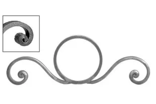 pièce élément ferronnier serrurier VOLUTE LISSE NOYAU 300x100 Section 14x6 ACIER FER FORGE Ref: V116L14X6