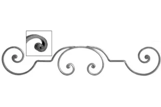 pièce élément ferronnier serrurier VOLUTE LISSE NOYAU 540x100 Section 14x6 ACIER FER FORGE Ref: V117L14X6