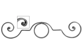 pièce élément ferronnier serrurier VOLUTE LISSE NOYAU 480x100 Section 14x6 ACIER FER FORGE Ref: V118L14X6