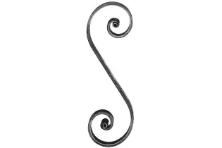 pièce élément ferronnier serrurier VOLUTE en S LISSE NOYAU 320x100 Section 20x6 ACIER FER FORGE Ref: V202L20X6