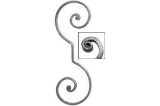 pièce élément ferronnier serrurier VOLUTE en S LISSE NOYAU 295x100 Section 14x6 ACIER FER FORGE Ref: V210L14X6
