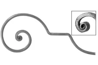 pièce élément ferronnier serrurier VOLUTE LISSE A NOYAUX 240x100 Section 14x6 ACIER FER FORGE Ref: V214L14X6