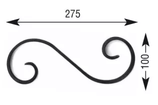 pièce élément ferronnier serrurier VOLUTE en S LISSE EFFILE 275x100 Section 20x6 ACIER FER FORGE Ref: V2L20X6