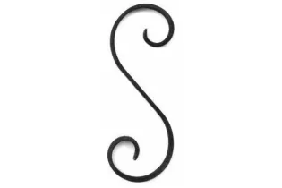 pièce élément ferronnier serrurier VOLUTE en S LISSE EFFILE 275x100 Section 20x6 ACIER FER FORGE Ref: V2L20X6