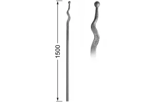 Barreau appointé L 1500 mm Carré 16x16 - Ref: 1SMB16-1500