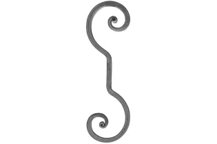 pièce élément ferronnier serrurier VOLUTE en S LISSE A NOYAUX 390x120 Section 14x14 ACIER FER FORGE Ref: VC11-14