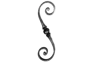 pièce élément ferronnier serrurier VOLUTE DECORATIVE MARTELE 340x100 Section 14x14 ACIER FER FORGE Ref: VD1