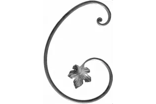 pièce élément ferronnier serrurier VOLUTE DECORATIVE LISSE FEUILLE 360x240 Section 12 ACIER FER FORGE Ref: VD12