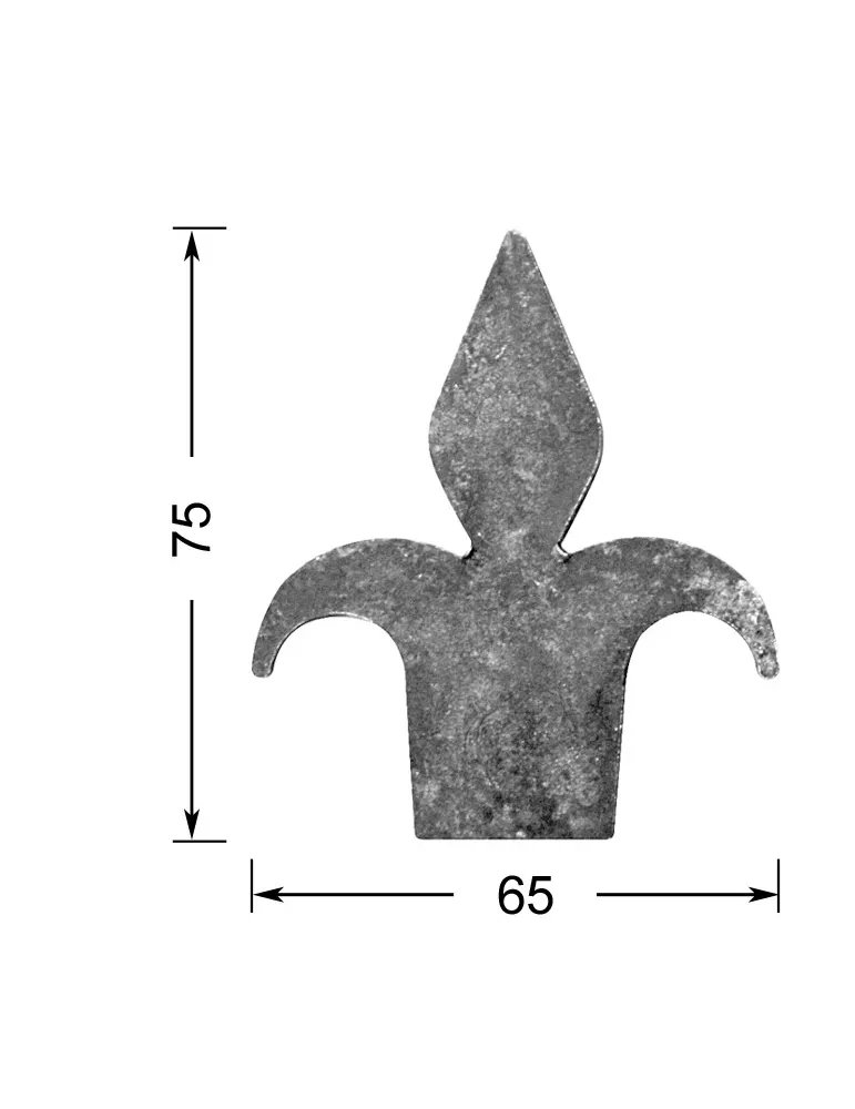 Flèche Longueur 75 mm x L. 65 mm Plat 40x6 - Ref: FLM1