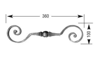 pièce élément ferronnier serrurier VOLUTE DECORATIVE LISSE 360x100 Section 14x14 ACIER FER FORGE Ref: VD2