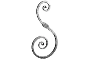 pièce élément ferronnier serrurier VOLUTE DECORATIVE MARTELE 510x250 Section 22x22 ACIER FER FORGE Ref: VD7