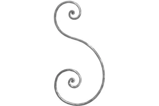 pièce élément ferronnier serrurier VOLUTE en S MARTELE A NOYAUX 430x205 Section 14x8 ACIER FER FORGE Ref: VP2M14X8