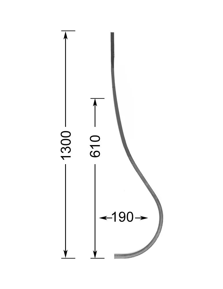 Barreau de balcon HAUTEUR 1300 mm Carré 14x14 - Ref 12L-14-1300